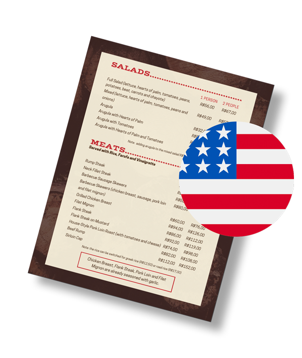 Menu, english version